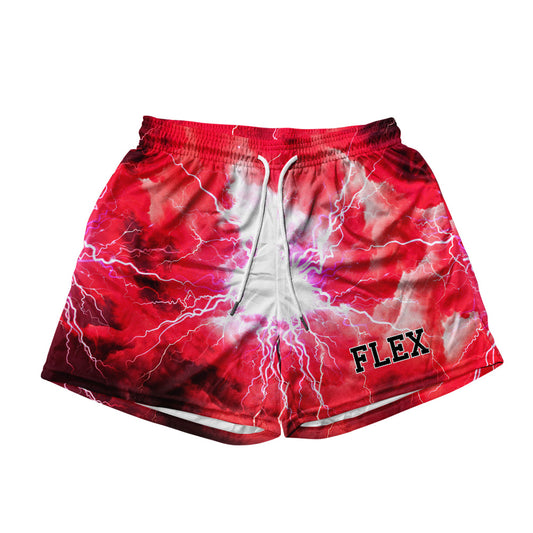 Basic Mesh Short - Red Lightning