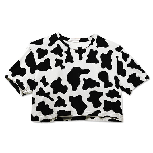 Cotton Crop Tee -  Cow Print