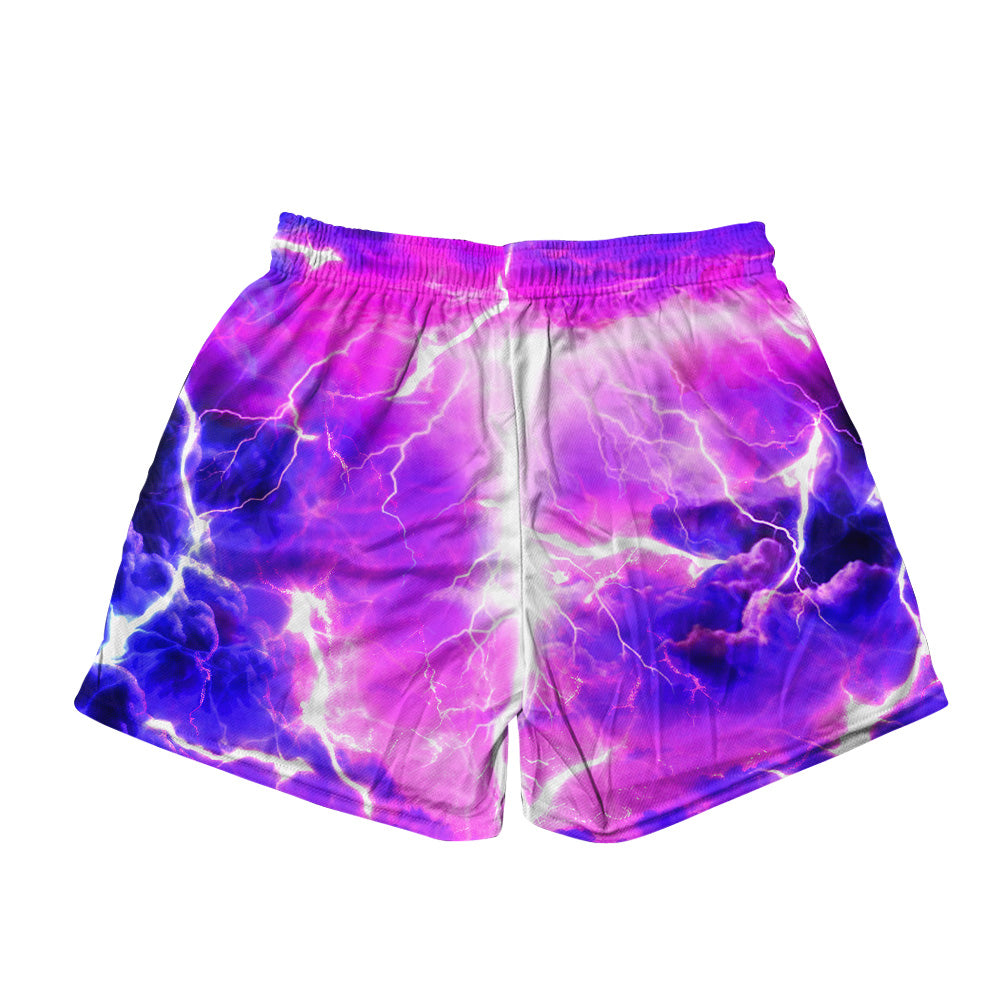 Basic Mesh Short - Purple Lightning