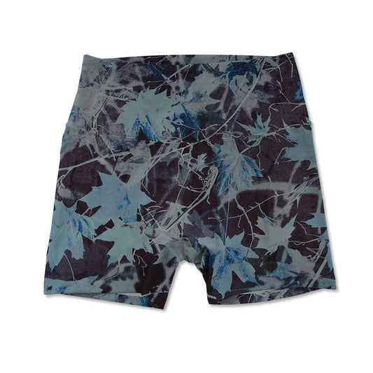 Printed Active Short - Blue & Black Maple Leaves