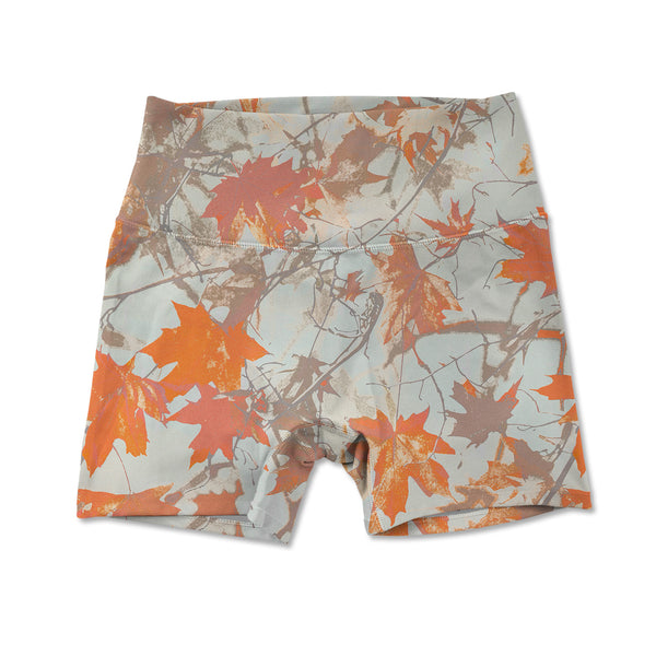 Printed Active Short - Orange Maple Leaves