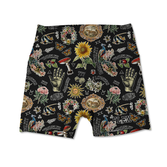 Printed Active Short - Black Retro Magic