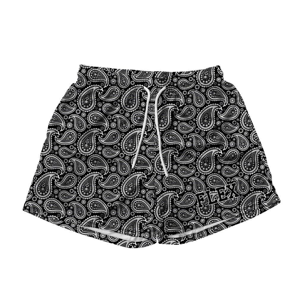 Basic Mesh Short - Paisley B&W