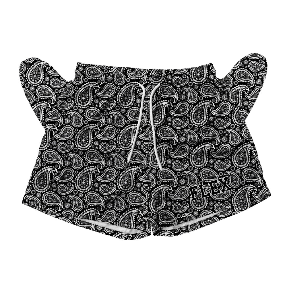 Basic Mesh Short - Paisley B&W