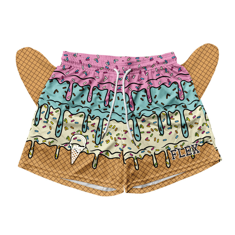 Basic Mesh Short - Ice Cream Drip