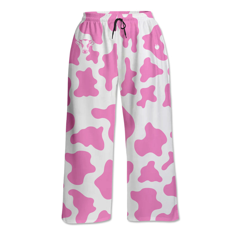 Unisex Lounge Pants - Pink Cow Print