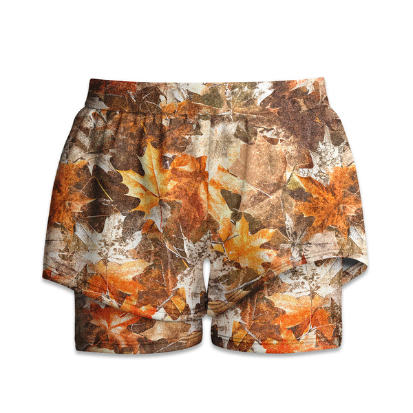 Printed Liner Shorts - Autumn Leaves