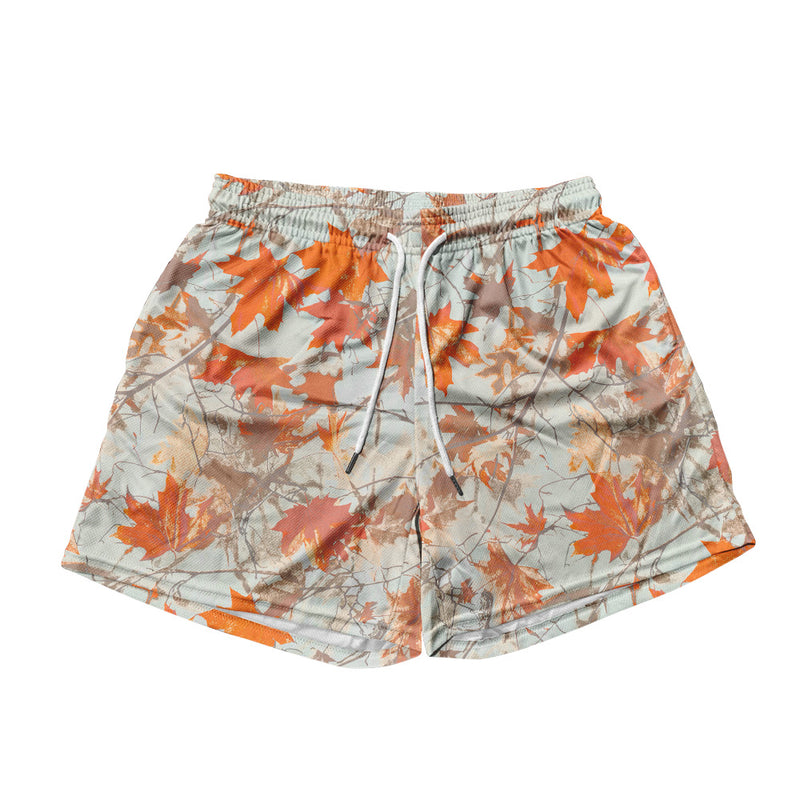 Basic Mesh Short - Orange Maple Leaves