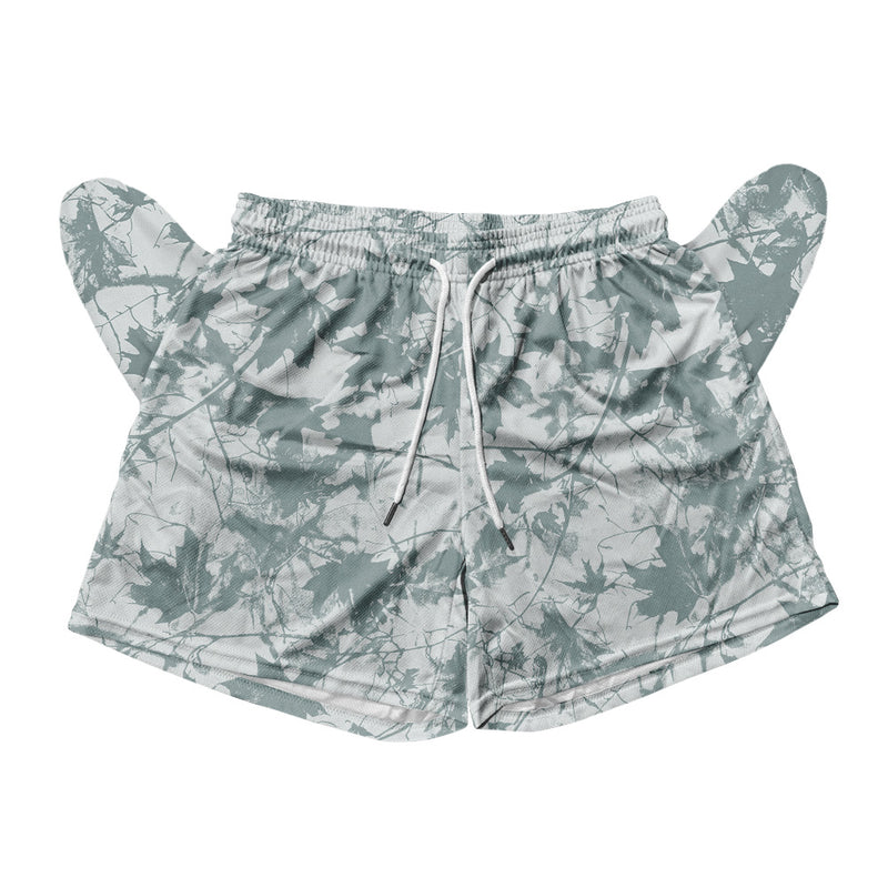 Basic Mesh Short - Silhouette Maple Leaves