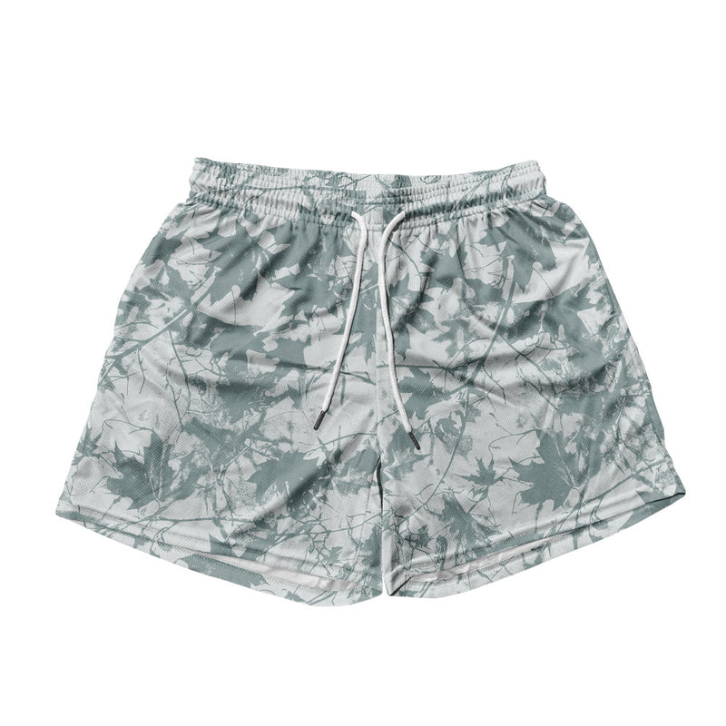 Basic Mesh Short - Silhouette Maple Leaves