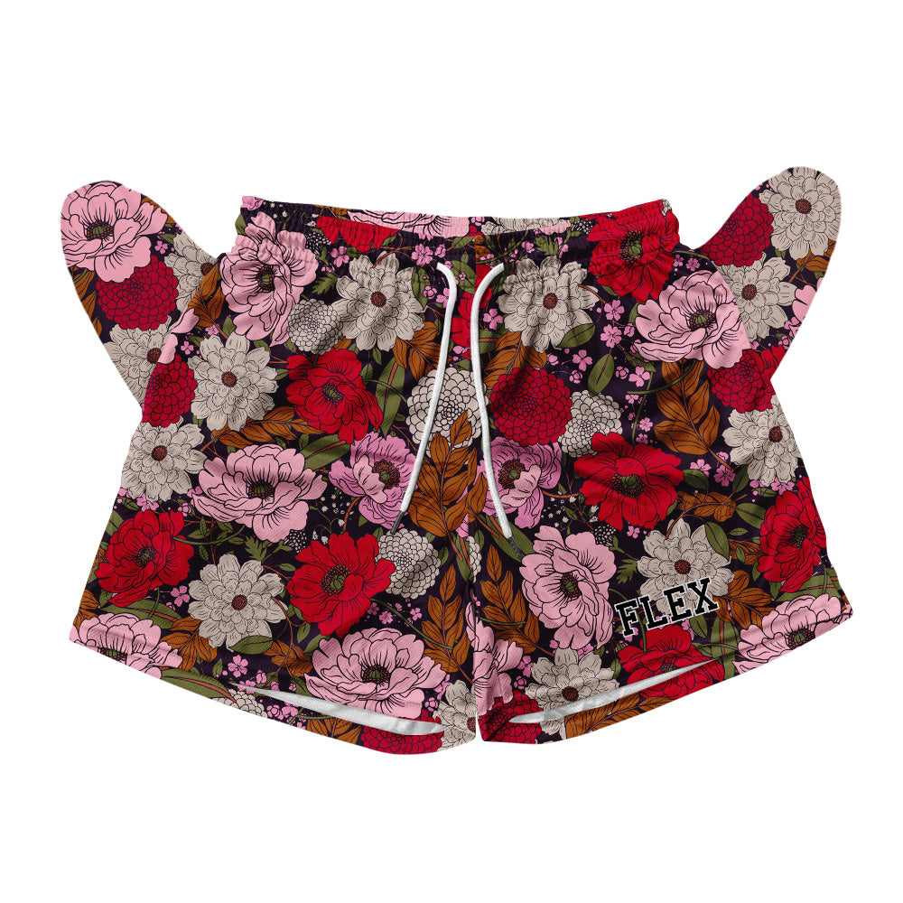 Basic Mesh Short - Retro Flowers