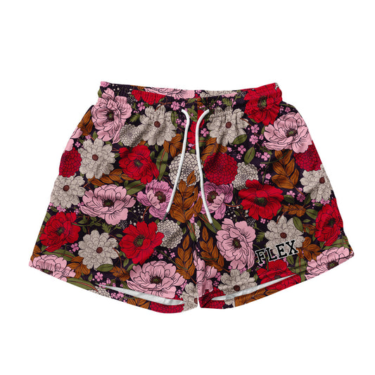 Basic Mesh Short - Retro Flowers