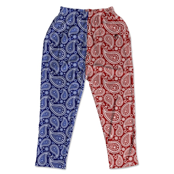 Muscle Pants - Paisley Red & Blue