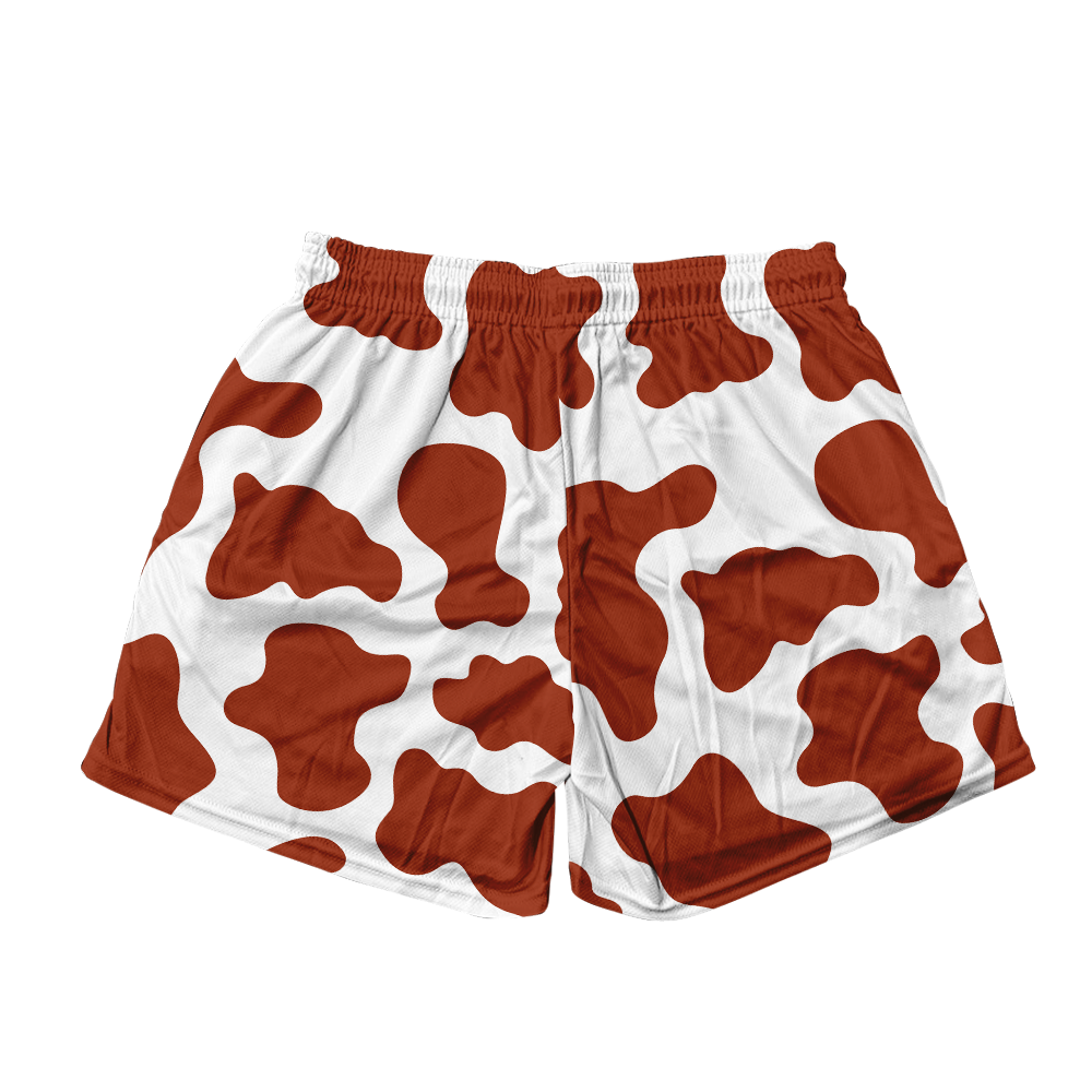 Basic Mesh Short - Brown Cow Print