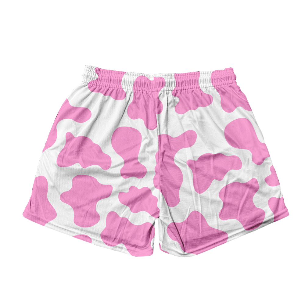 Basic Mesh Short - Pink Cow Print