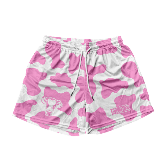 Basic Mesh Short - Pink Cow Print