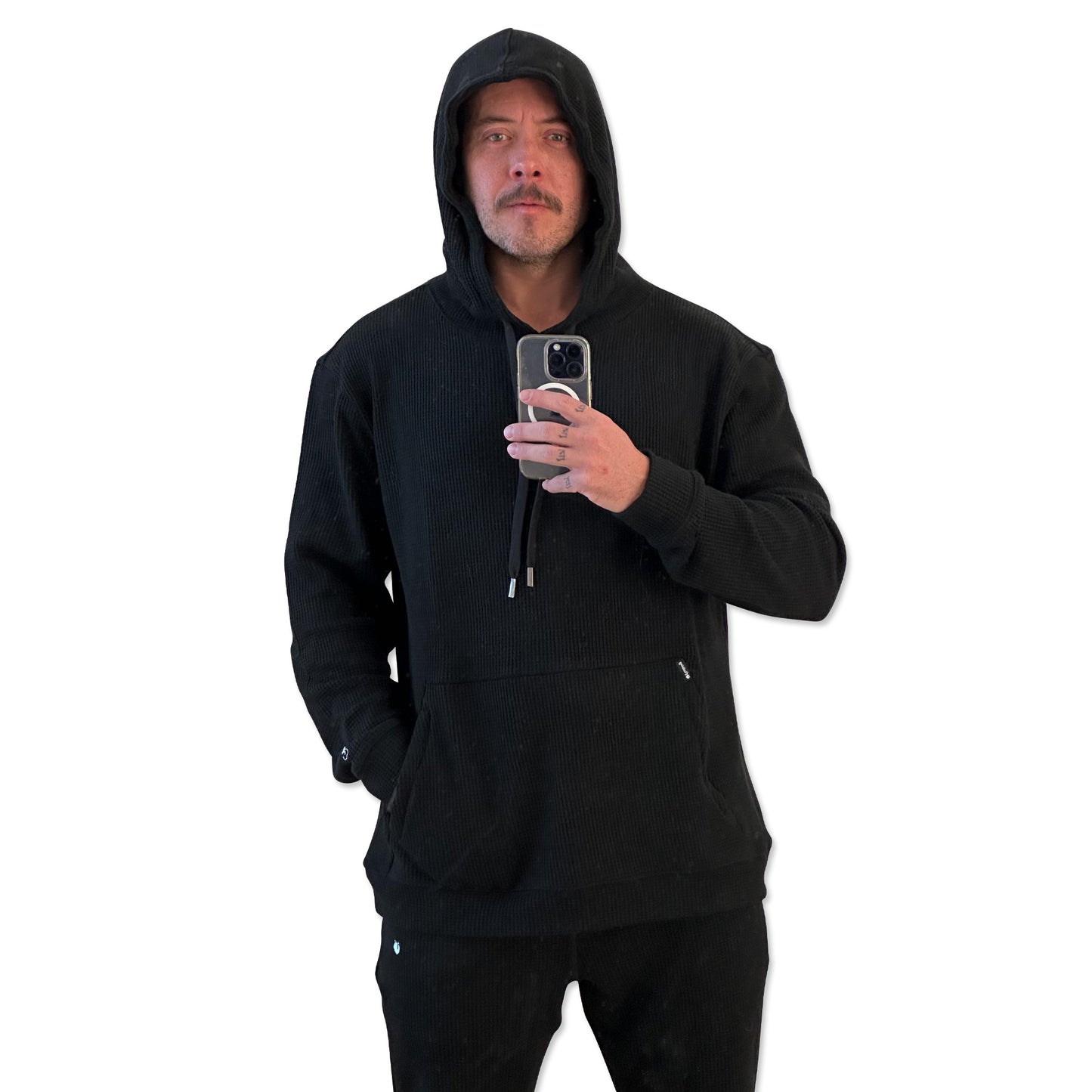 Waffle Tech Hoodie - Black