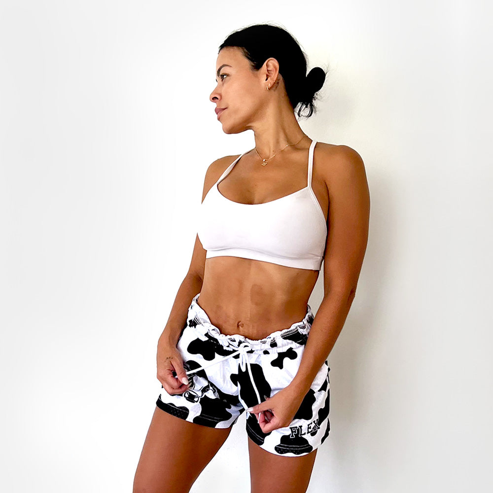 Mesh Flex Shorts 5" - Cow Print