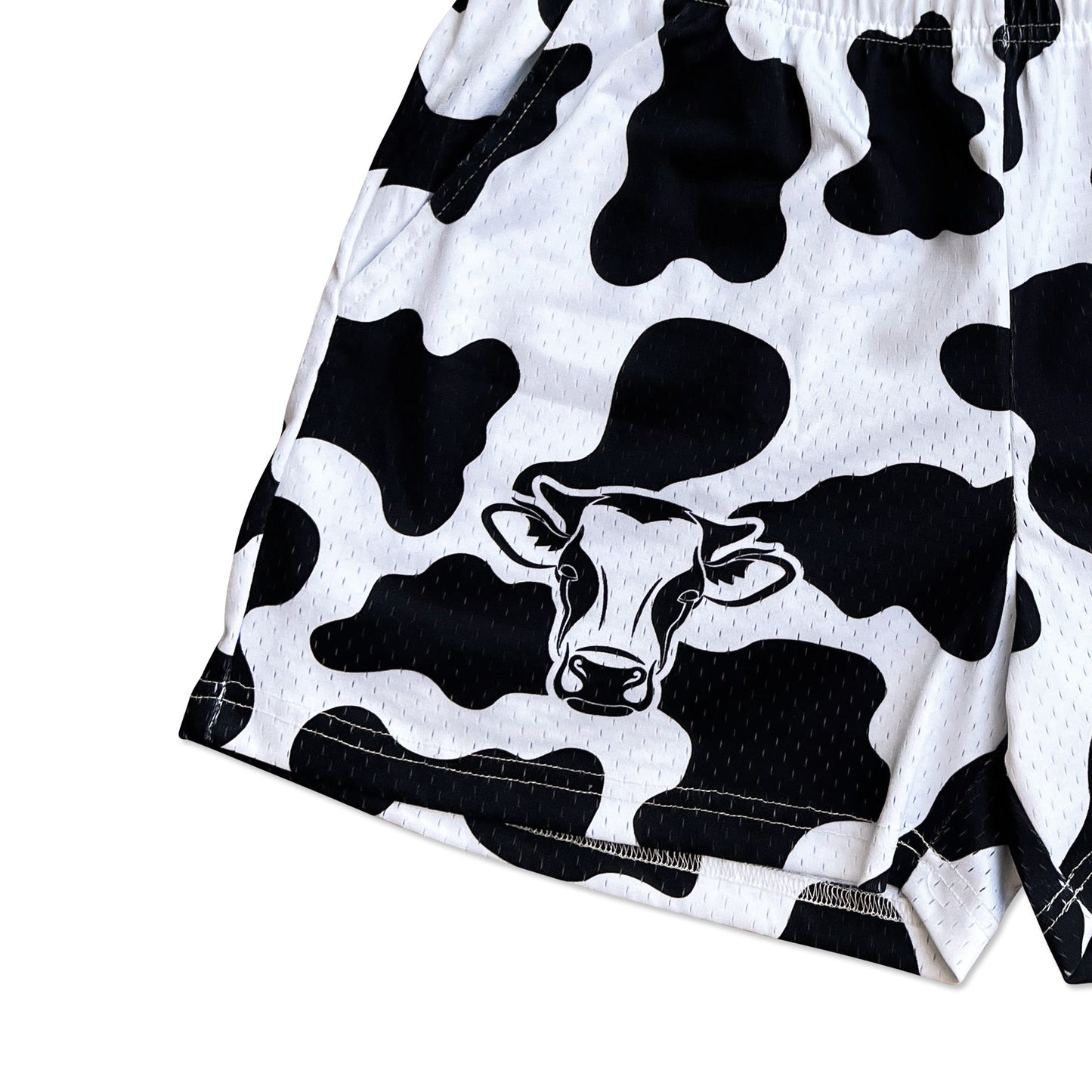 Mesh Flex Shorts 5" - Cow Print