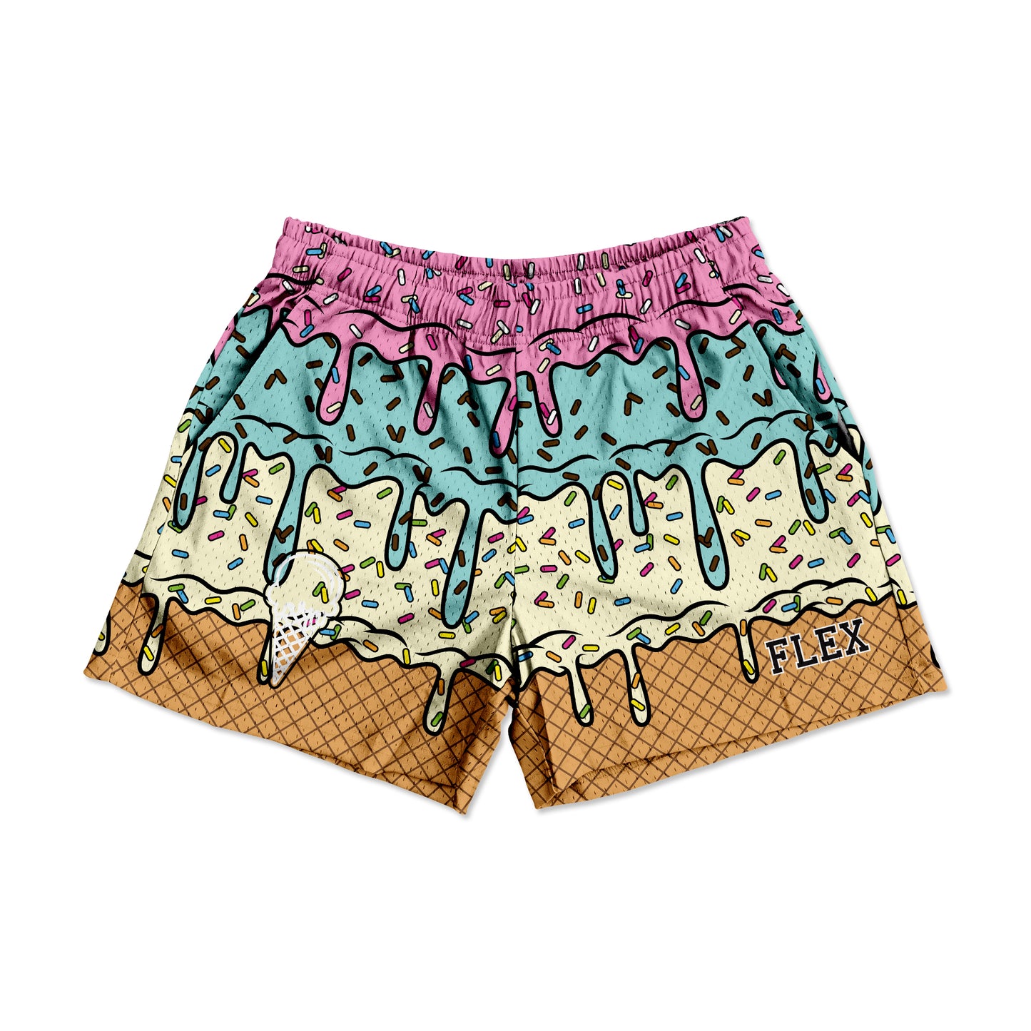 Mesh Flex Shorts 5" - Ice Cream Drip