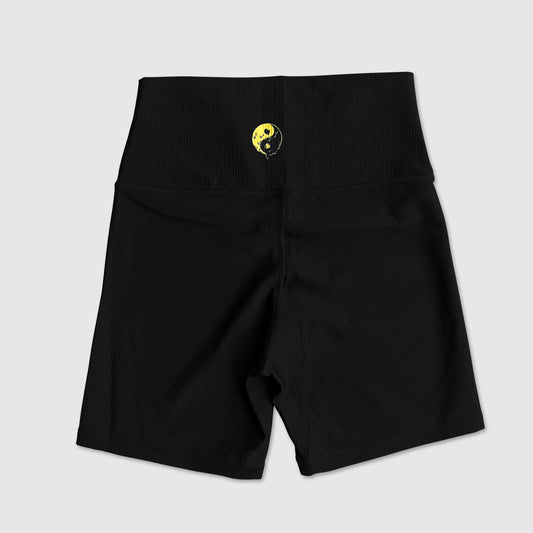 Ribbed Biker Shorts Yin Yang Drip - Black