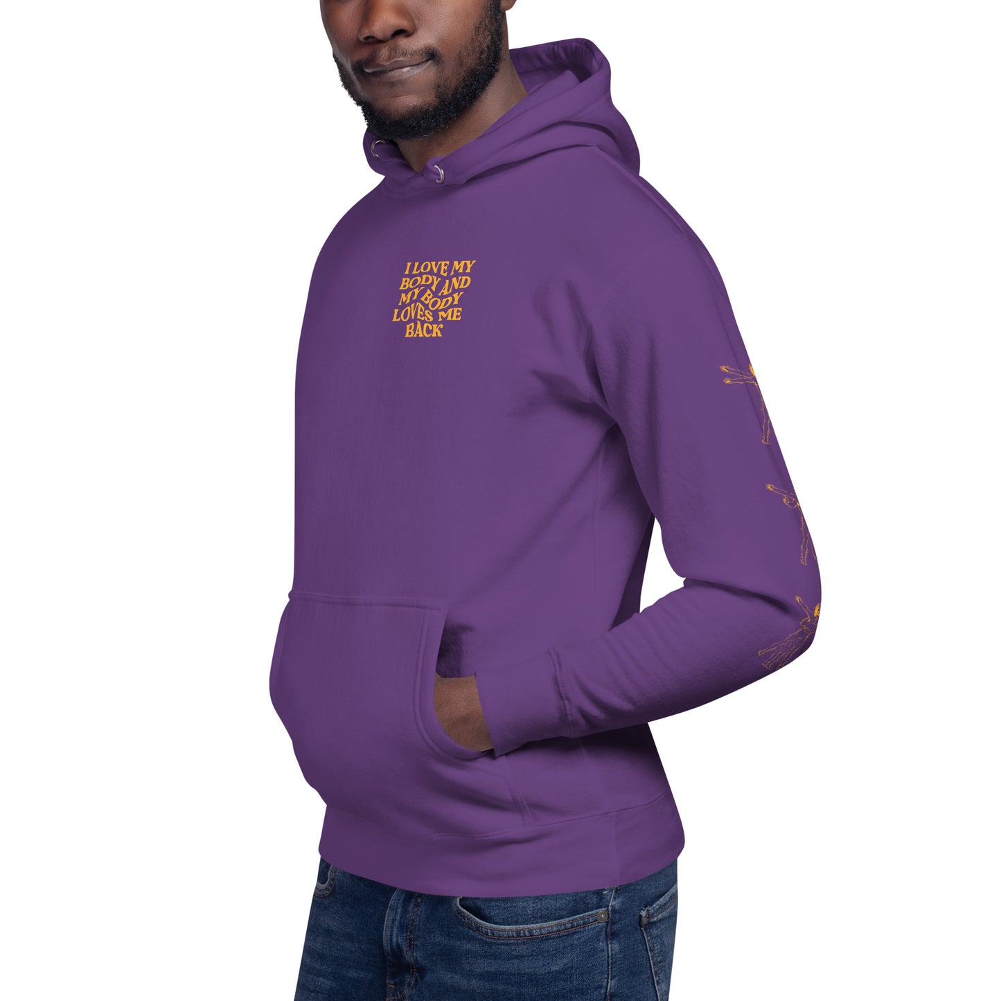 UNISEX HOODIE - I LOVE MY BODY - PURPLE